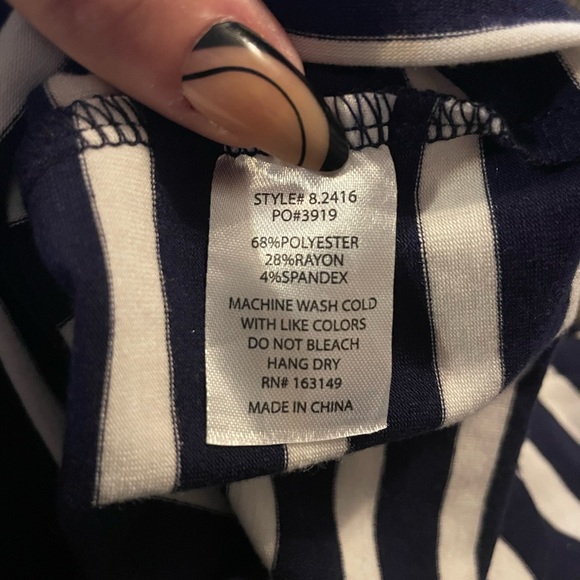 IT HAS POCKETS! 👗 Navy/White Striped Long Sleeve Dress with Pockets - Size M - Picture 6 of 7